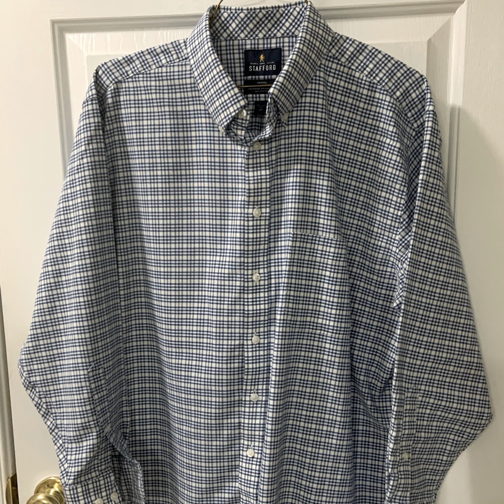Stafford Mens Button Down Collar Long Sleeve Dress Shirt